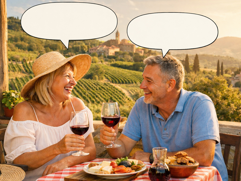 Fyld taleboblerne – smag på Italien